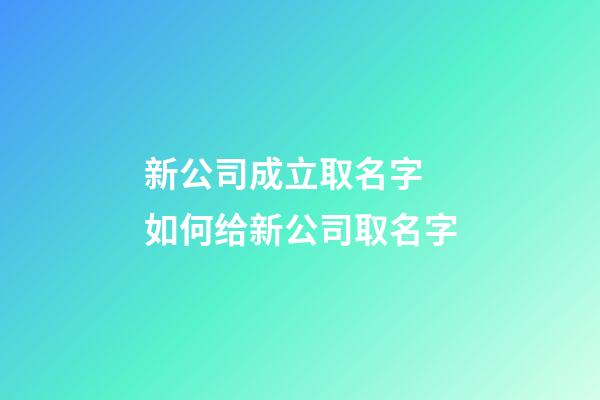 新公司成立取名字 如何给新公司取名字-第1张-公司起名-玄机派